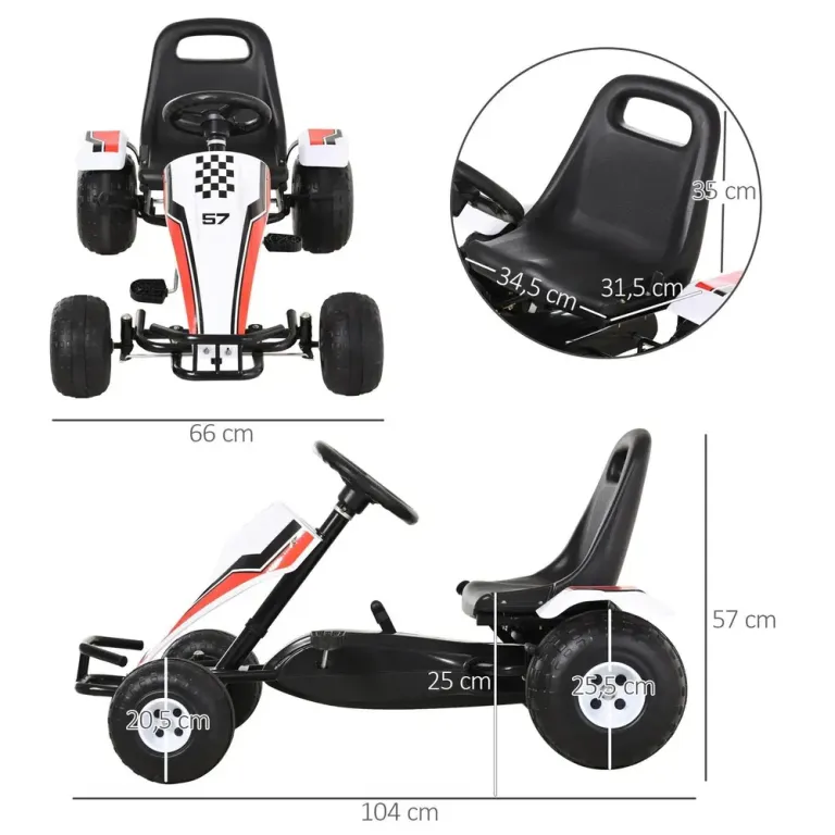 Gokart för Barn Trampbil med Pedal Handbroms Go-Kart