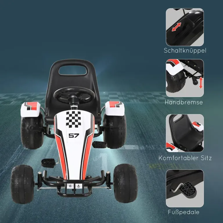 Gokart för Barn Trampbil med Pedal Handbroms Go-Kart