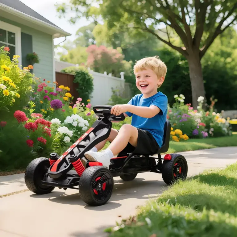 Gokart med Pedaler Trampbil för Barn med Bromsar Halkfria Hjul