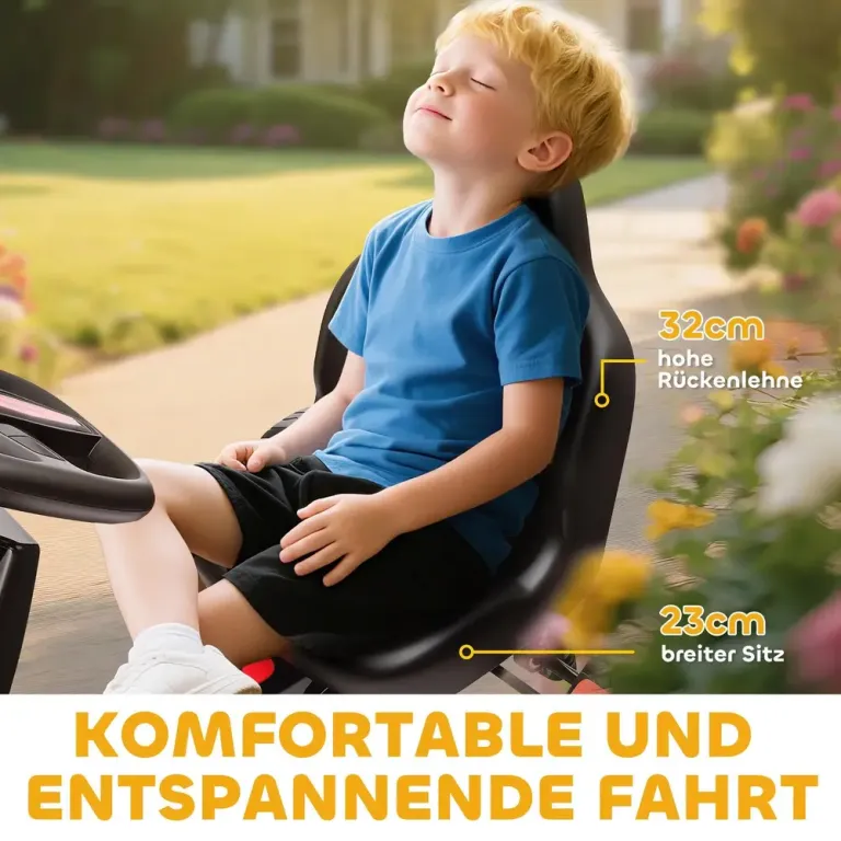 Gokart med Pedaler Trampbil för Barn med Bromsar Halkfria Hjul