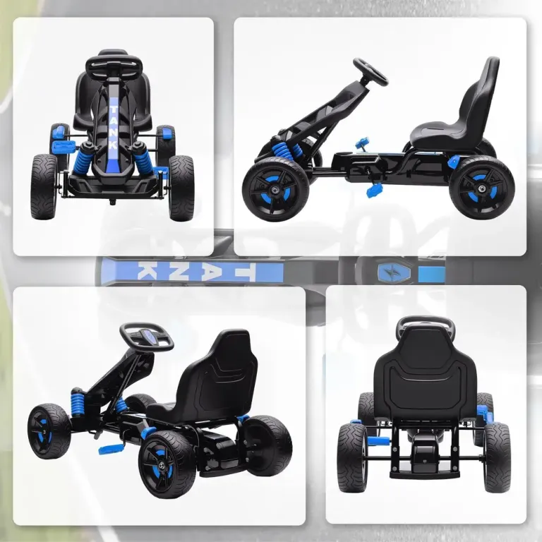 Gokart med Pedaler Trampbil för Barn med Bromsar Halkfria Hjul