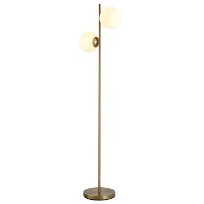 Golvlampa 2-Delad med Glasskärm Stål och Glas Guld 165 cm