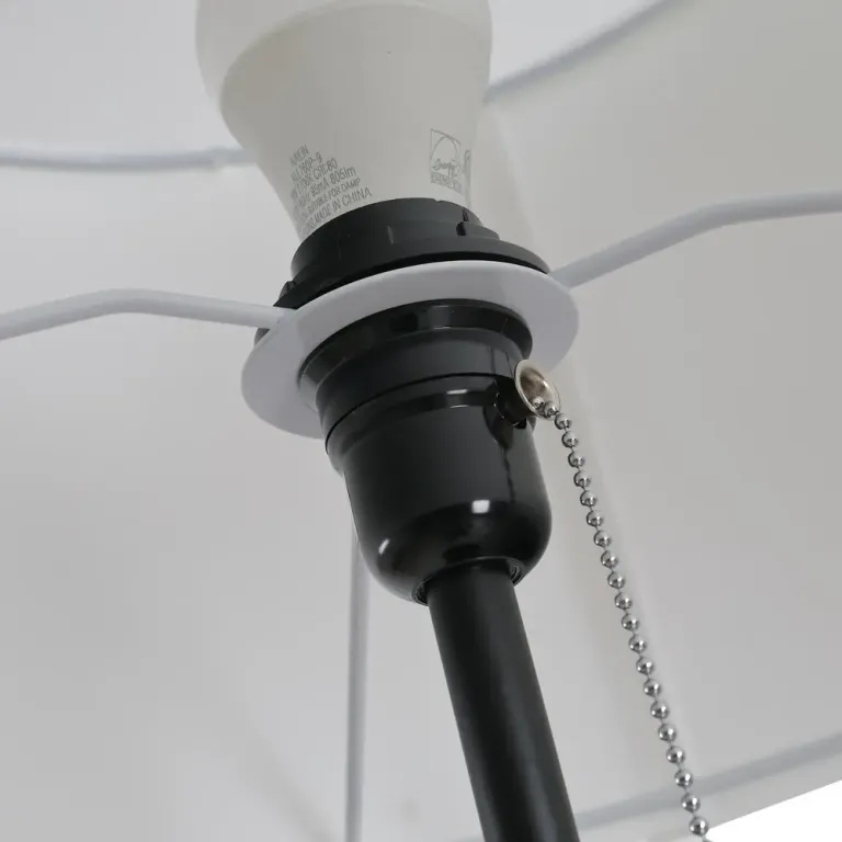 Golvlampa E27 Stål och Polyester Svart Tripod