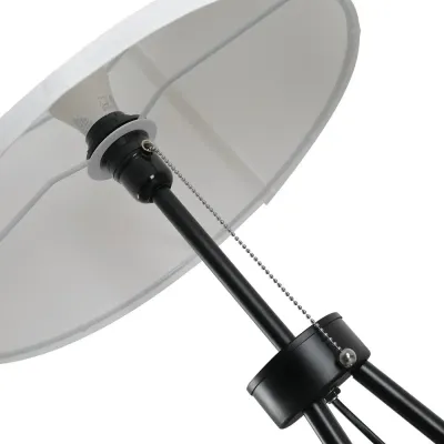 Golvlampa E27 Stål och Polyester Svart Tripod