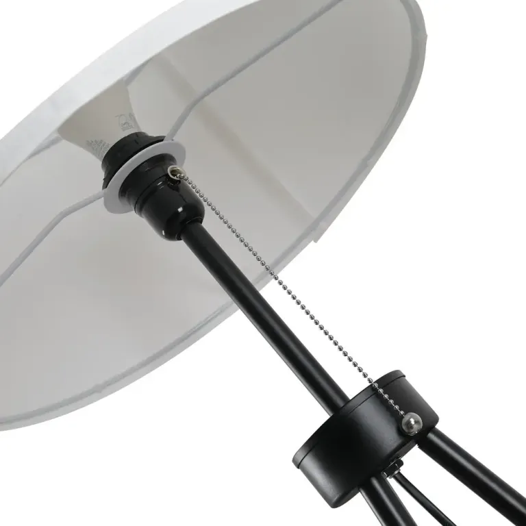 Golvlampa E27 Stål och Polyester Svart Tripod