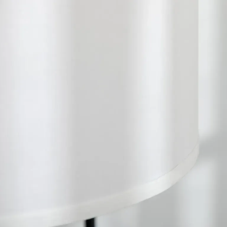 Golvlampa Svart av Metall Lampa, Vit Rund Tygskärm