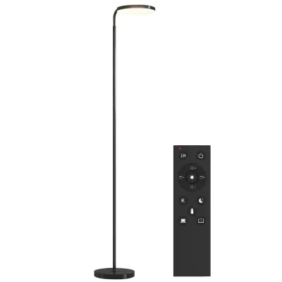Golvlampa LED med Fjärrkontroll Svart Metall och Silikon