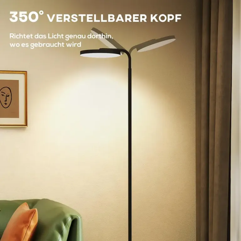 Golvlampa LED med Fjärrkontroll Svart Metall och Silikon