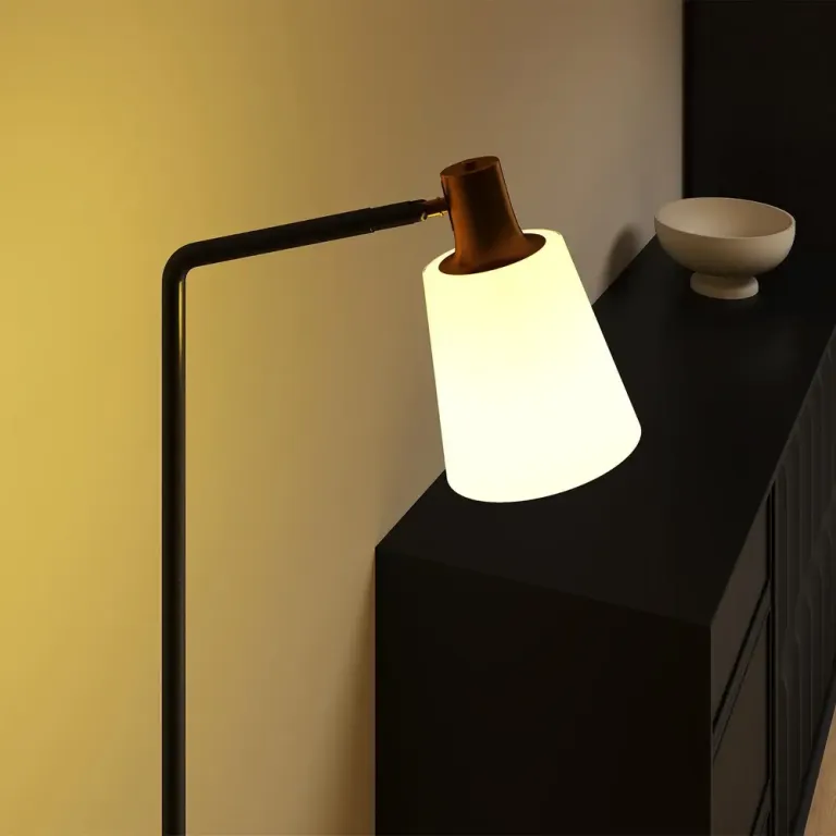 Golvlampa LED Svart Metall och Plast Läslampa med Roterbart Guld