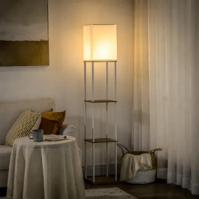 Golvlampa med Hyllor Takstrålkastare 26 x 26 x 159 cm