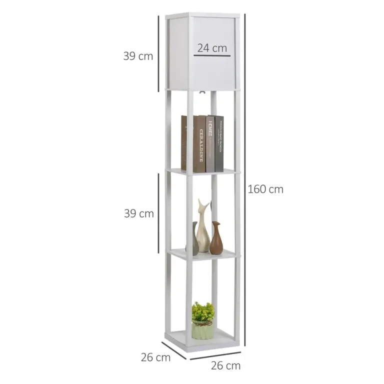Golvlampa med Hyllor Trä (utan Glödlampa) Hyllplan Tygskärm Modern