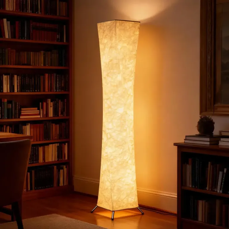 Golvlampa Papper Vit och Metall Lampa Stegs Dimmer Skyskrapsdesign