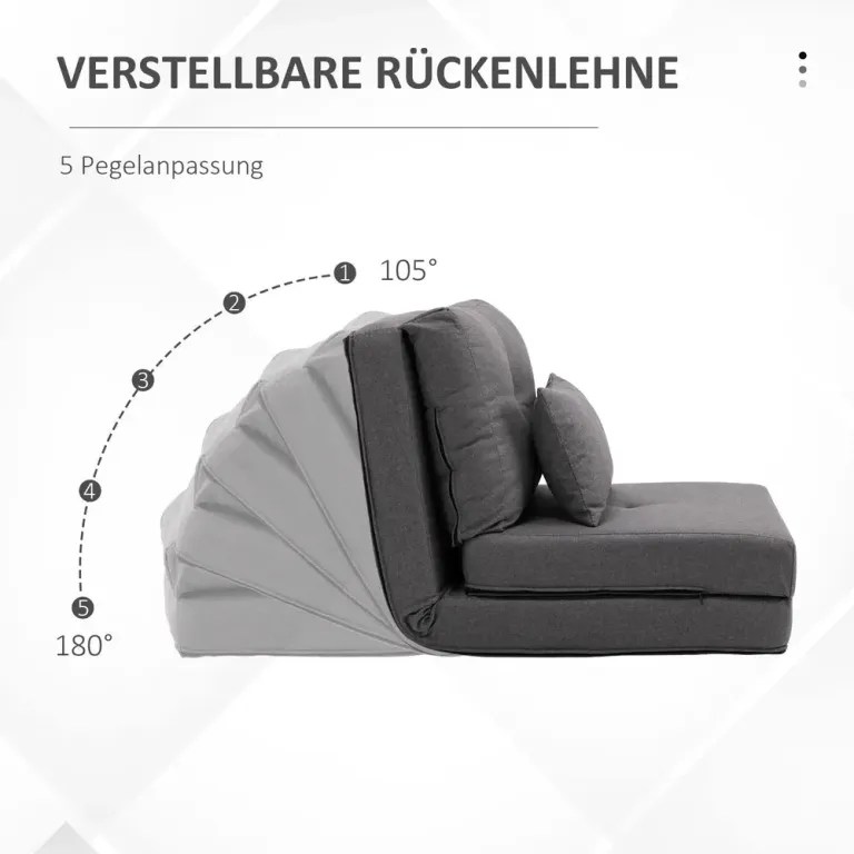 Golvstol Golvsoffa Grå av Linne och Metall för Golvet 2-i-1 Design