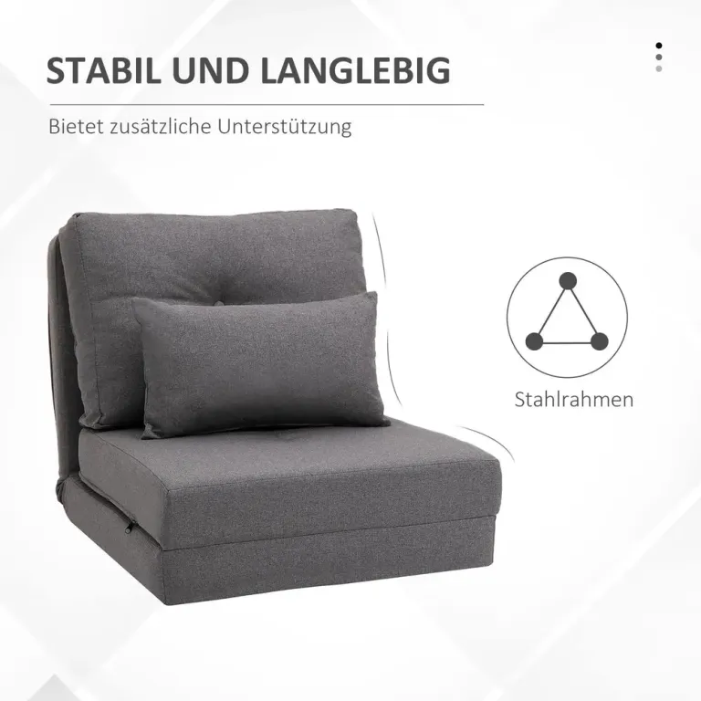 Golvstol Golvsoffa Grå av Linne och Metall för Golvet 2-i-1 Design