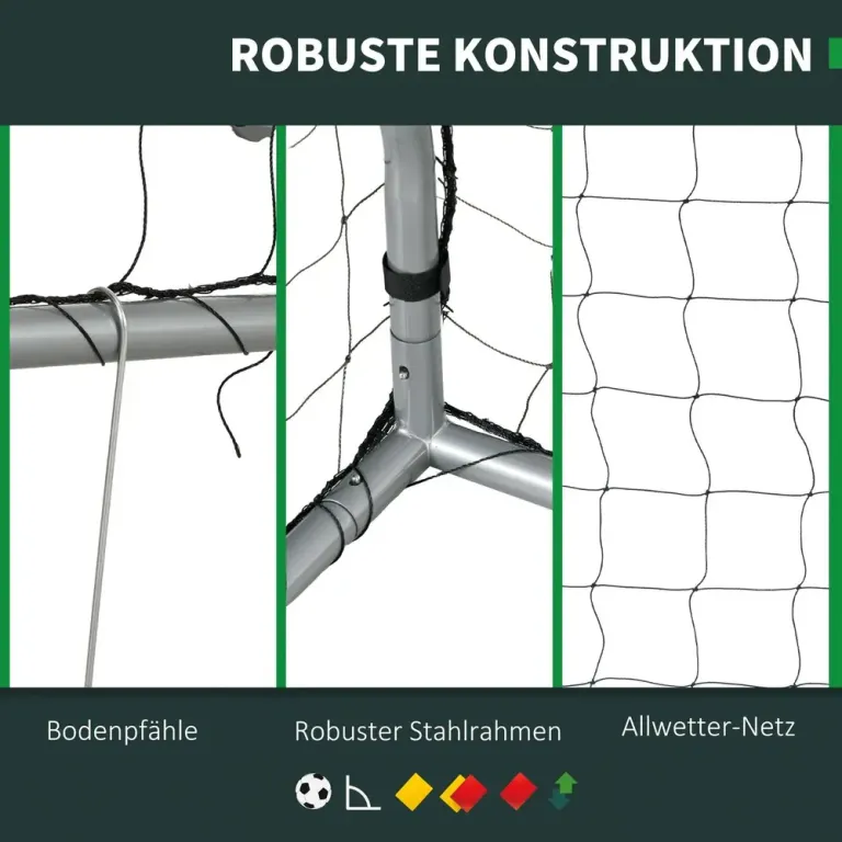 Fotbollsmål Metallram Rivtåligt Nät Väderbeständigt Robust
