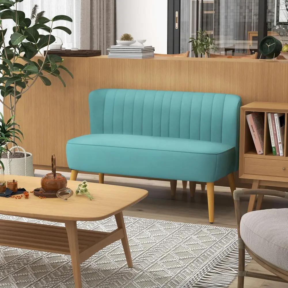 Soffa Loveseat 2-Sits Grön av Tyg 117 x 56,5 x 77 Cm
