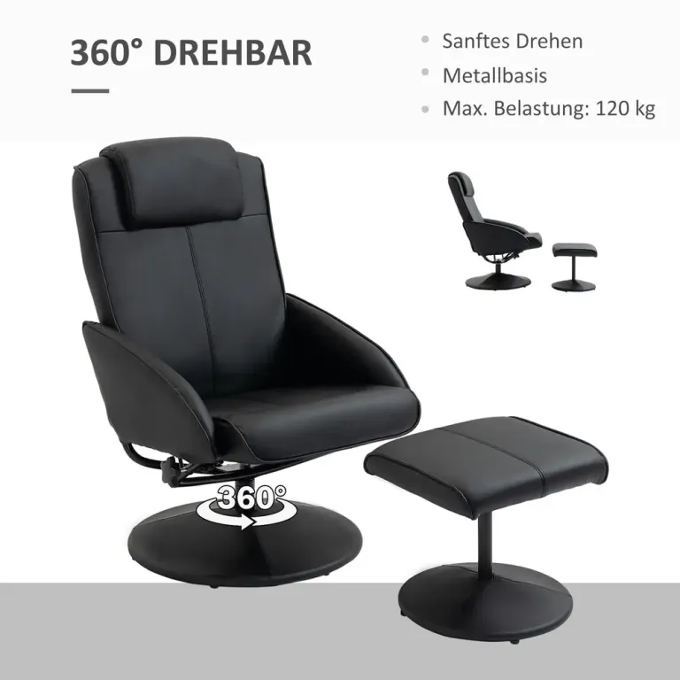 Vilstol med Fotpall Konstläderfodral Liggande Ergonomisk Relax