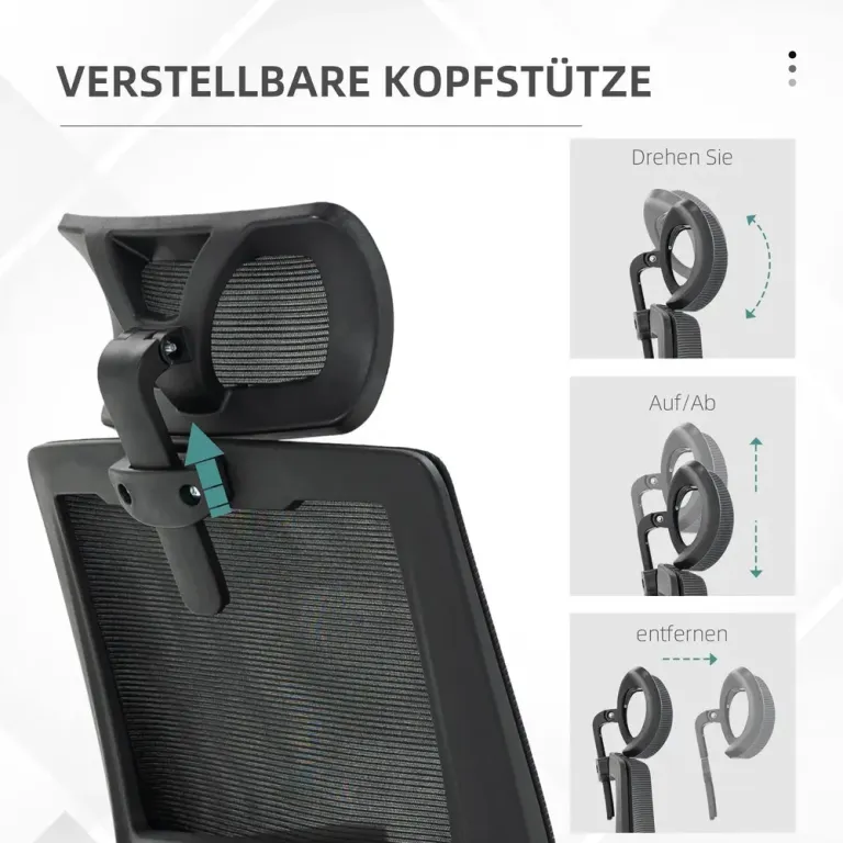 Kontorsstol Datorstol Svart av Mesh och Metall Ergonomisk Fällbara