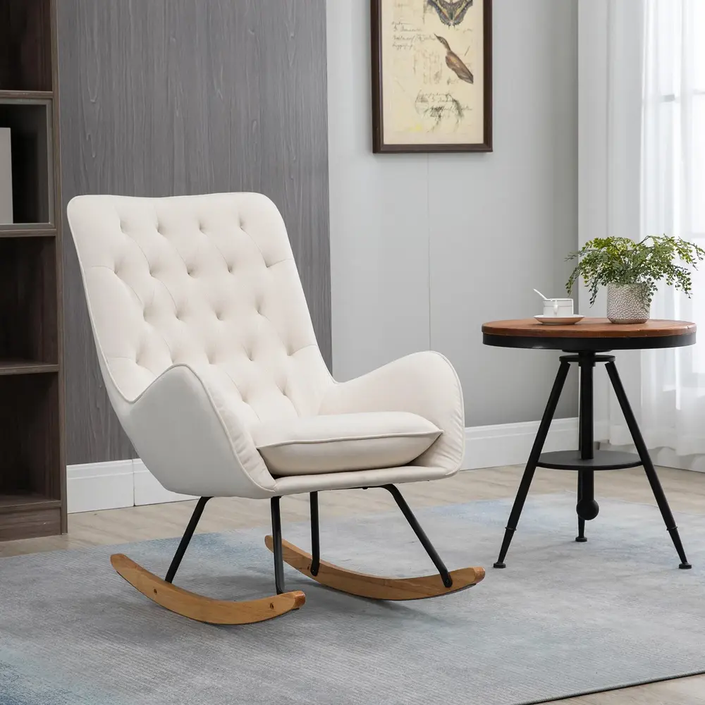 Gungstol Relaxstol Krämvit av Linne 69 x 90 x 100 Cm