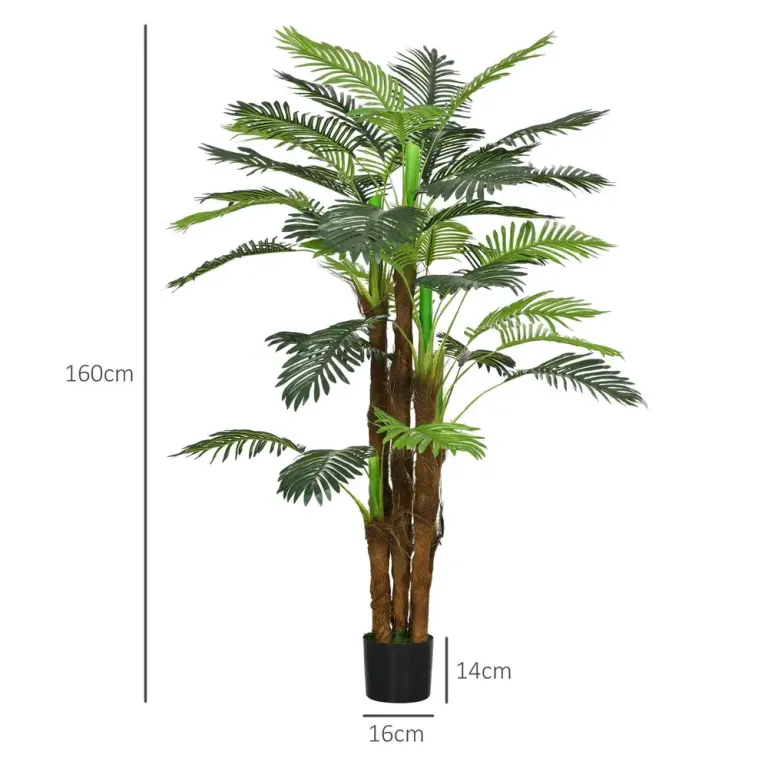 Konstgjord Växt Palm Grön av Plast Konstträd 36 160 cm Realistiska