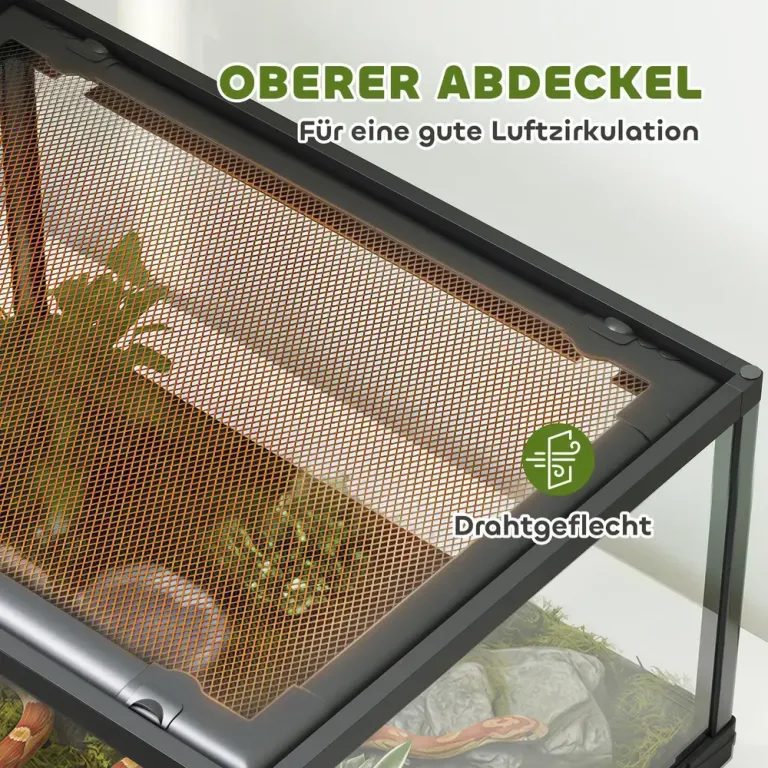 Terrarium 86 Liter Svart Glas och Metall för 60x45x32 cm
