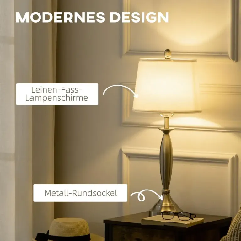 Lamp-Set 3 Delar med 1 Golvlampa och 2 Bordslampor, Svart