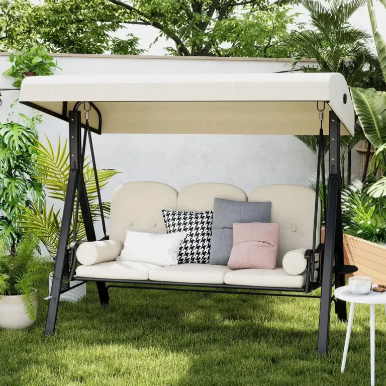 Hammock Beige Brun för Tre Personer 121x208x172 cm