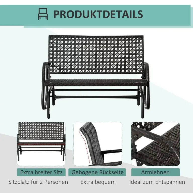 Gungbänk i Konstrotting 2 Personer 70 x 120 x 84 cm