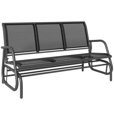 Gungbänk Mörkgrå Metall för Tre Personer 147 x 70 x 85 cm
