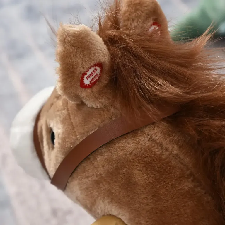 Gunghäst med Ljud, Brun Gungdjur Plush