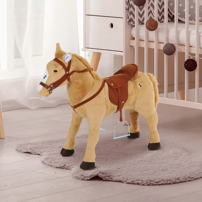 Lekhäst med Ljud och Sadel, Beige