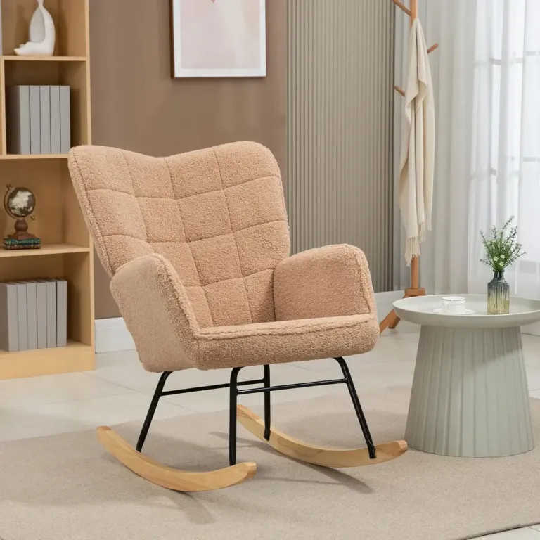 Gungstol Accentstol Brun av Imiterat Lammskinn Relaxstol Retro Teddy