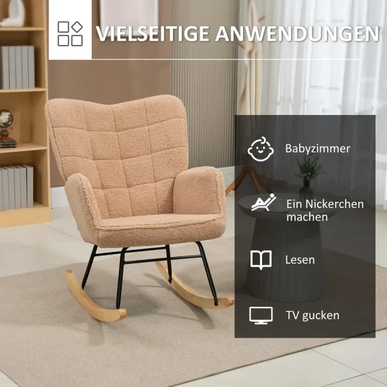 Gungstol Accentstol Brun av Imiterat Lammskinn Relaxstol Retro Teddy