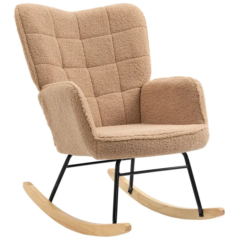 Gungstol Accentstol Brun av Imiterat Lammskinn Relaxstol Retro Teddy
