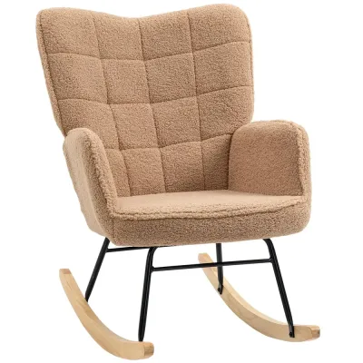 Gungstol Accentstol Brun av Imiterat Lammskinn Relaxstol Retro Teddy