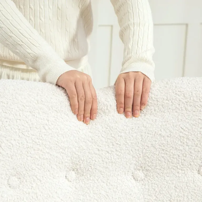Gungstol Amningsstol med Teddytygslook Krämvit av Tyg Fleece Högrygg