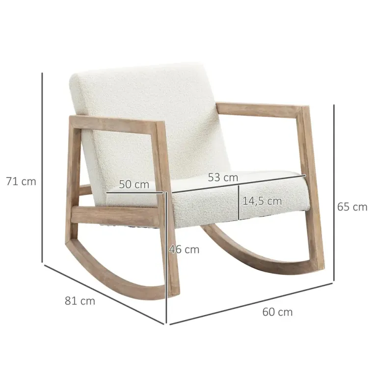 Gungstol i Gummiträ Relaxstol med Klädd Sits Elegant Teddy Fleece
