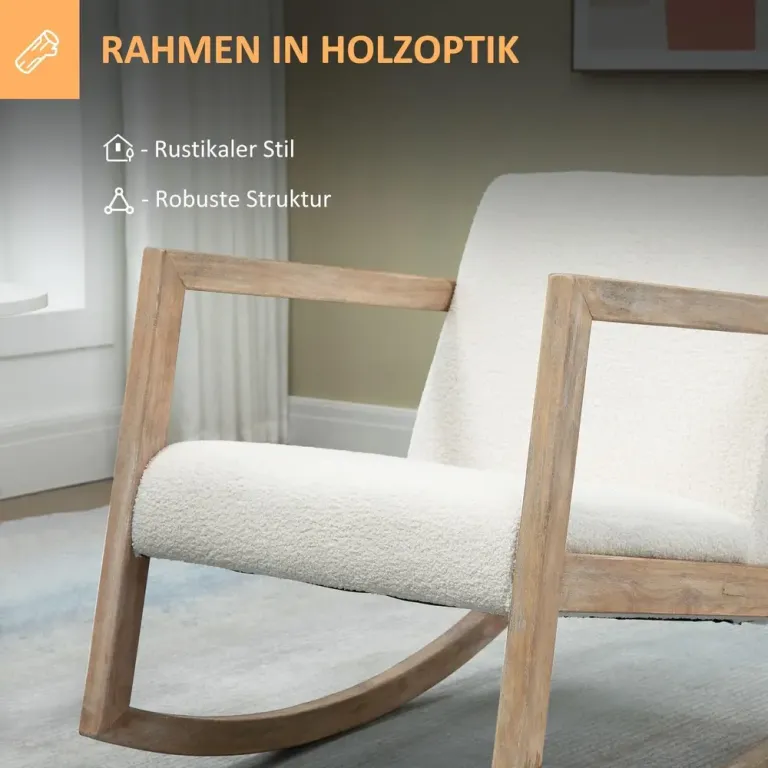 Gungstol i Gummiträ Relaxstol med Klädd Sits Elegant Teddy Fleece