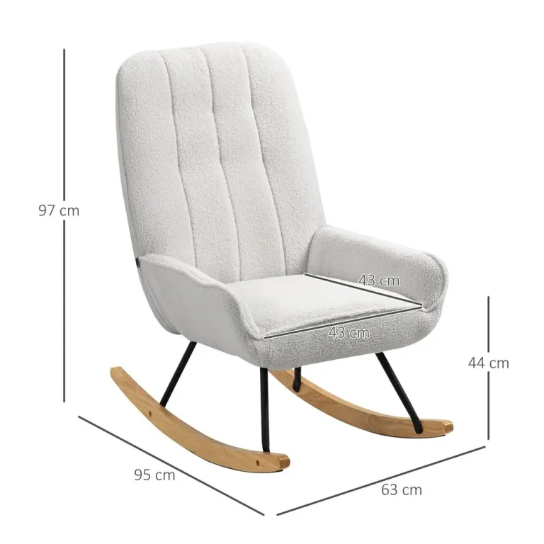 Gungstol Relaxstol Grå av Sherpa Fleece och Metall