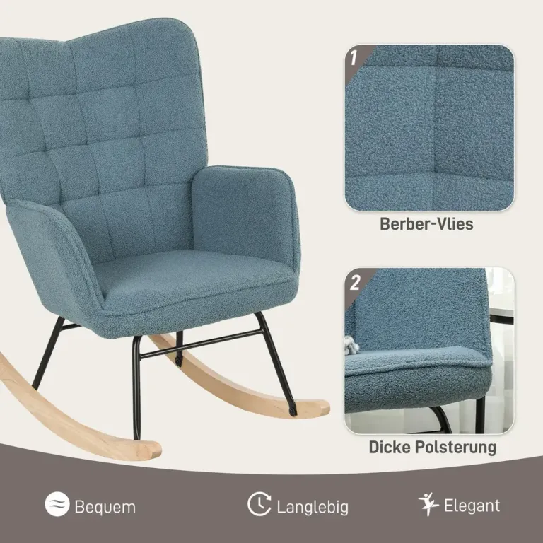 Gungstol Relaxstol med Berberfleecelook Ljusblå av Tyg Retro Teddy