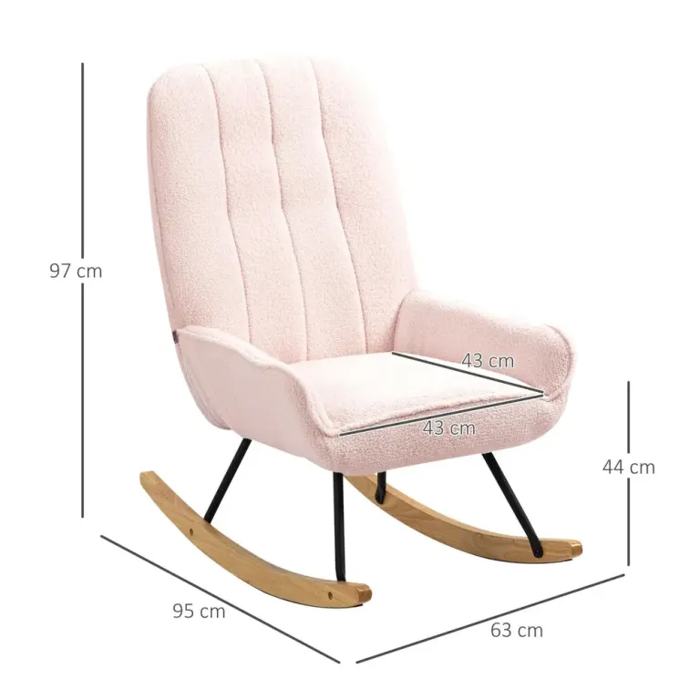 Gungstol Relaxstol Rosa av Sherpa Fleece 63 x 95 x 97 cm