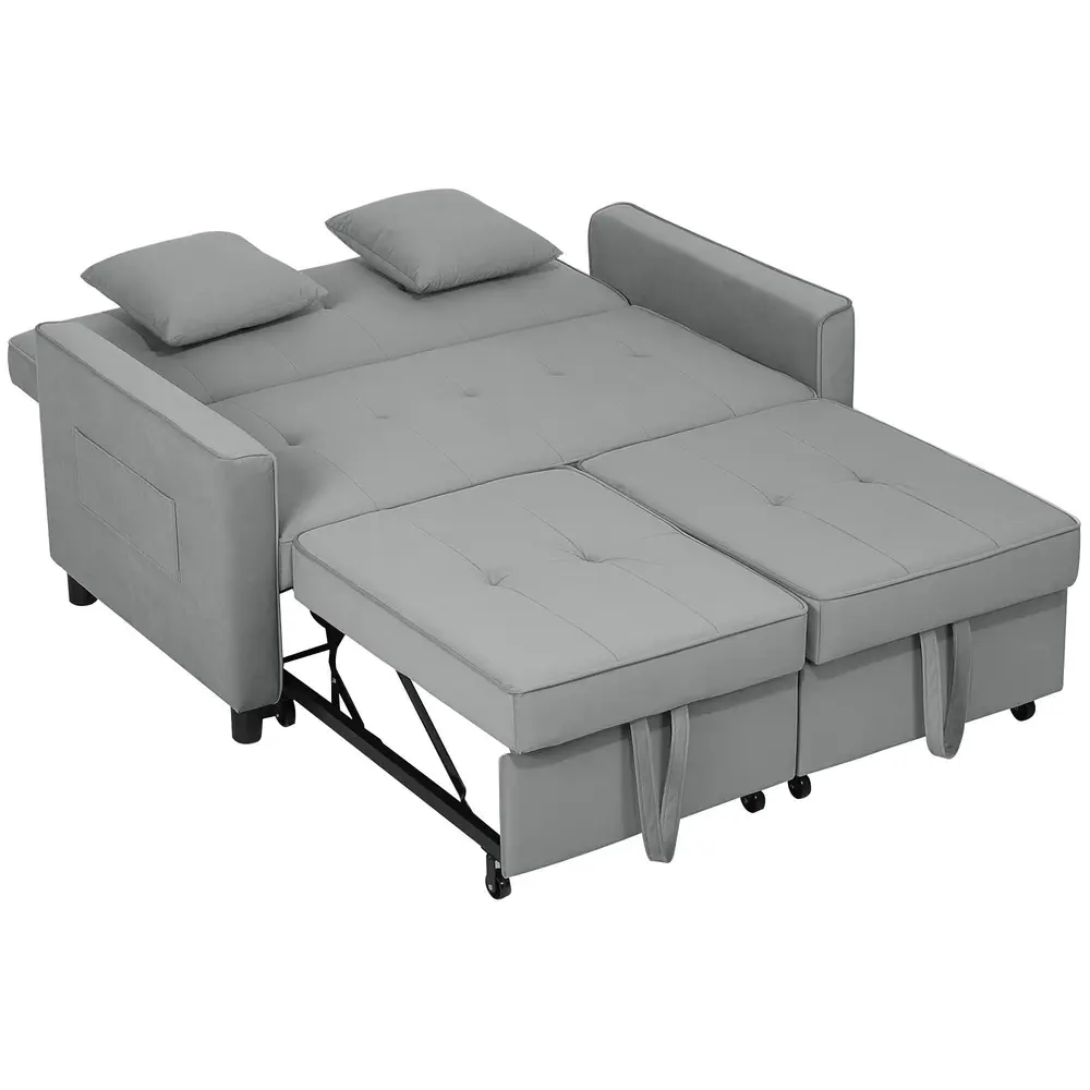 Bäddsoffa 4 i 1 med Ryggstöd och Dyna Ergonomisk och Grå