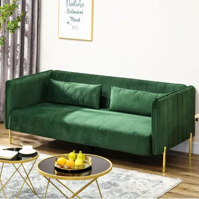 3-Sits Soffa 2 Kuddar Sammetslook 195 x 88 x 76 cm