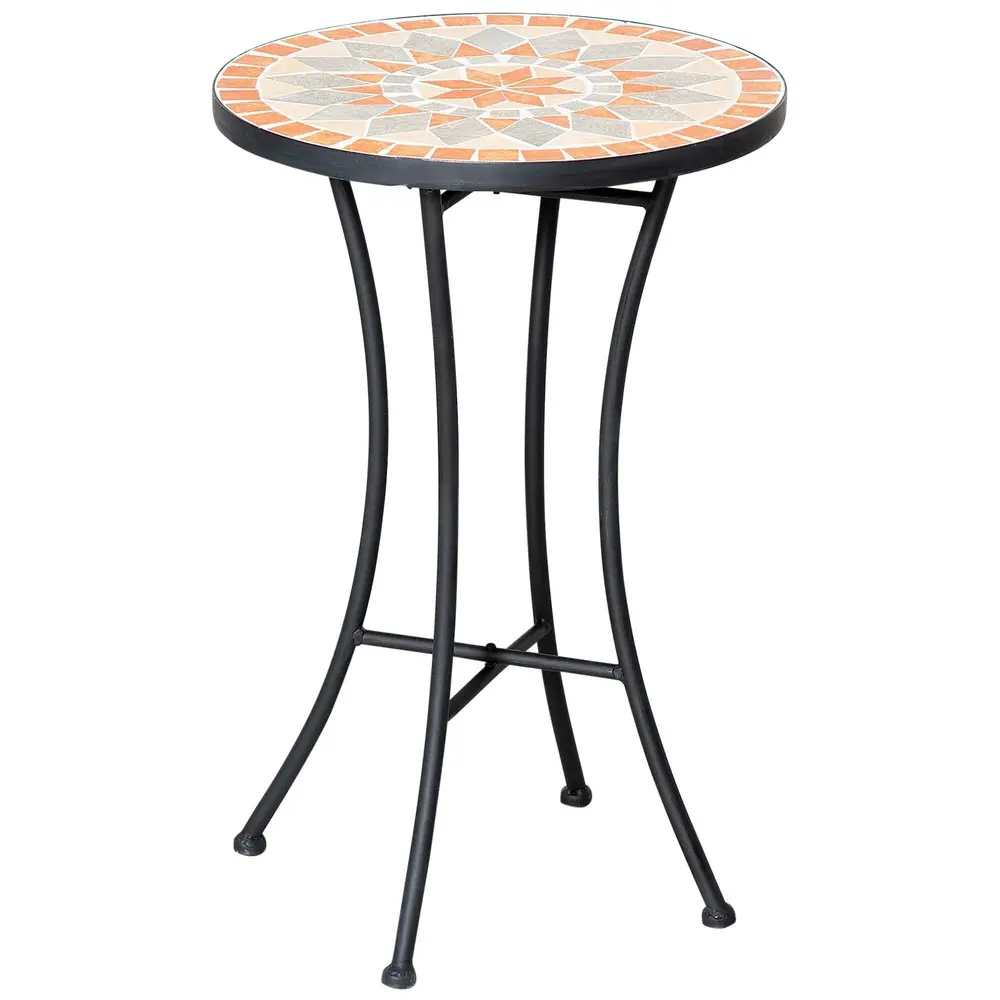 Blompall i Mosaik Rund Trädgårdspall 35,5 Cm
