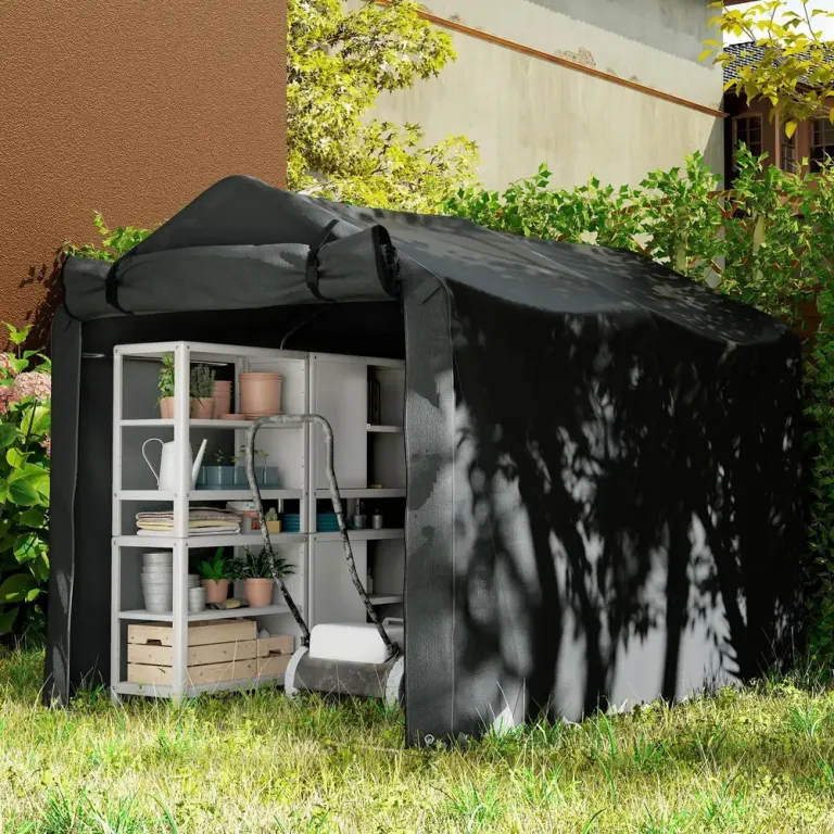 Garagetält med Dörr och Material Svart Cm Vattentätt Förvaringstält