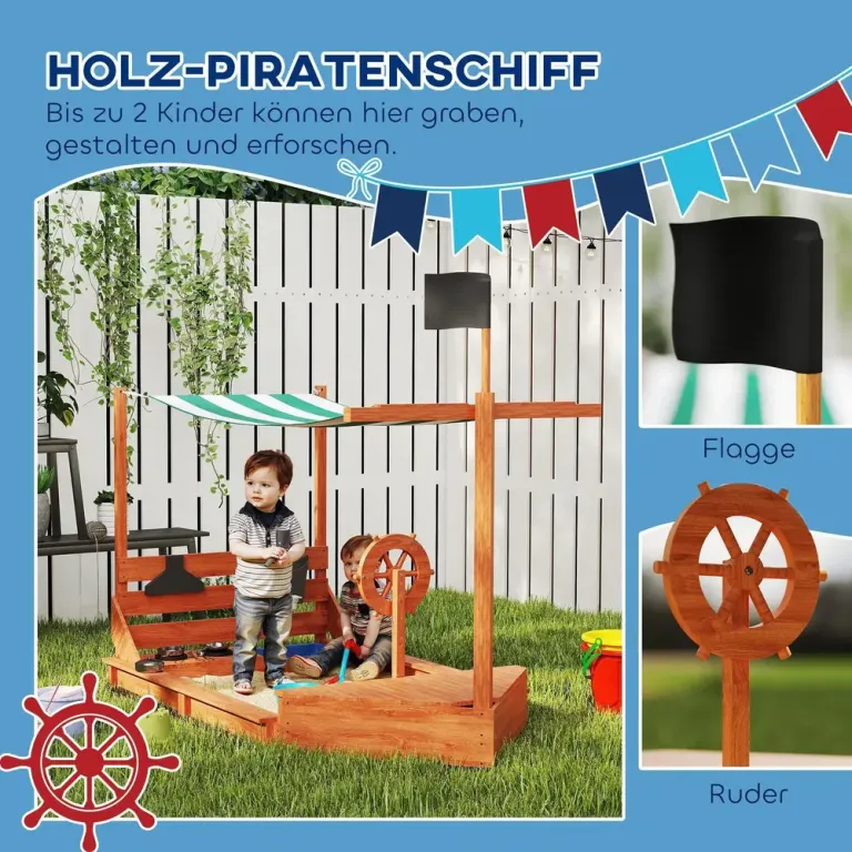 Sandlåda som Piratskepp med Soltak och Lekkök