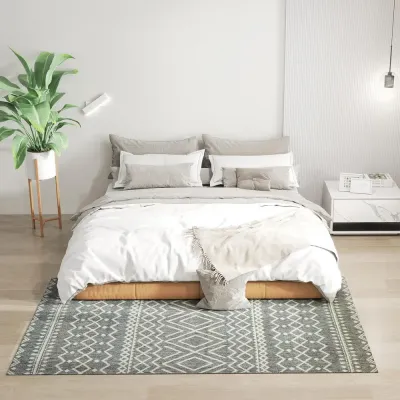 Indoor/Outdoor Matta med Boho Design Easy Clean Grå