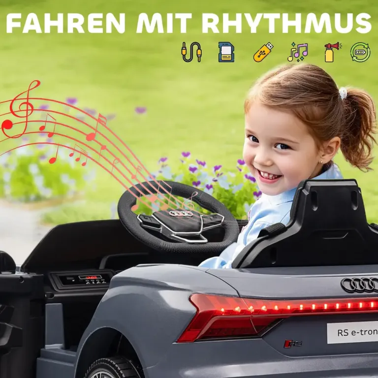 Elbil för Barn med Fjärrkontroll Säkerhetsbälte Musik Audi