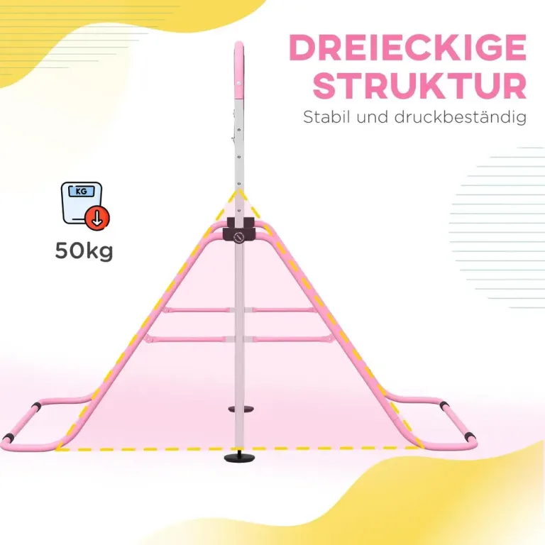 Gymnastikstång för Barn med Romerska Ringar, Rosa Gymnastikstänger