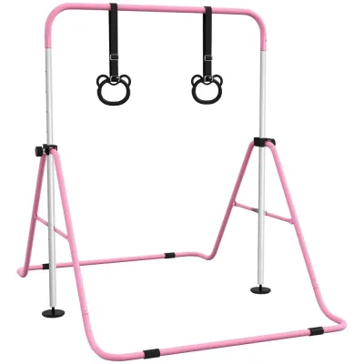 Gymnastikstång för Barn med Romerska Ringar, Rosa Gymnastikstänger